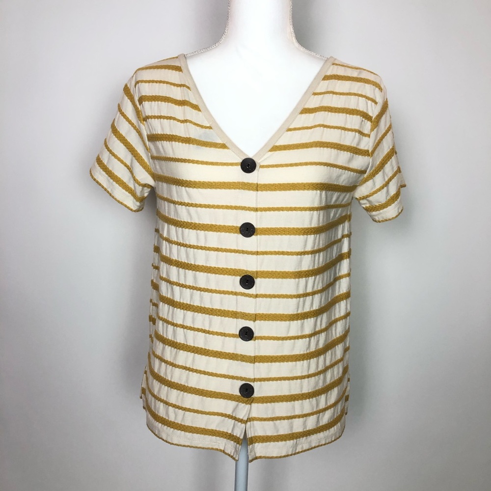 Stripes button front V-Neck short sleeve Gap XS
